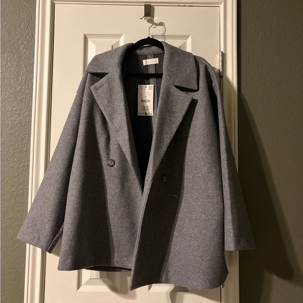Zara Gray Double-Breasted Peacoat